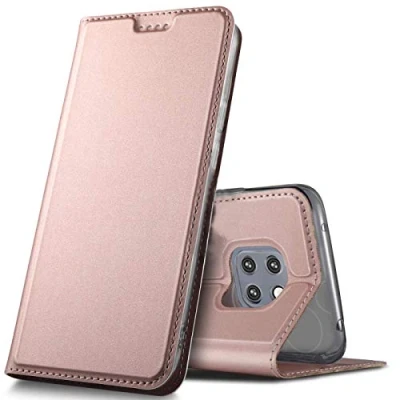 Abbildung von Verco Handyhülle für Mate 20 Pro, Premium Handy Flip Cover Huawei Pro Hülle [integr. Magnet] Book Case PU Leder Tasche, Rosegold