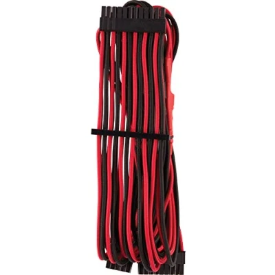 Abbildung von Corsair Premium Sleeved 24 pin Polig ATX Kabel Typ4 (Generation 4 Serie) Rot/Schwarz