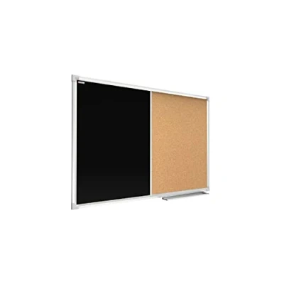 Abbildung von ALLboards Kombitafel 2 in 1 Schwarze Magnetische Kreidetafel &amp; Kork Pinnwand mit Aluminiumrahmen 120x90cm, Korktafel