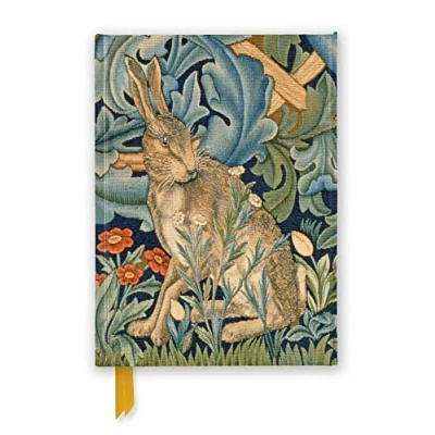 Abbildung von Premium Notizbuch DIN A5: William Morris, Hase auf einem Wandteppich: Unser hochwertiges, liniertes Blankbook mit festem, künstlerisch geprägtem ... A 5 Magnetverschluss)