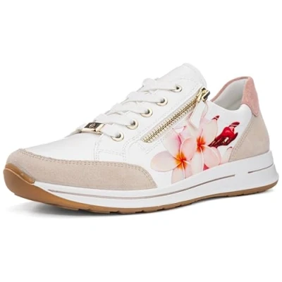 Abbildung von ara Osaka 2.0 Bequeme Sportlicher Schnürer, Damen, Größe: 38.5, Shell weiss tropicana rose Leder