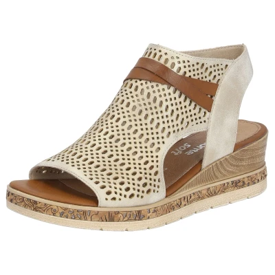 Abbildung von Remonte Sandalette, Sommerschuh, Sandale, Keilabsatz, mit modernem Lochmuster