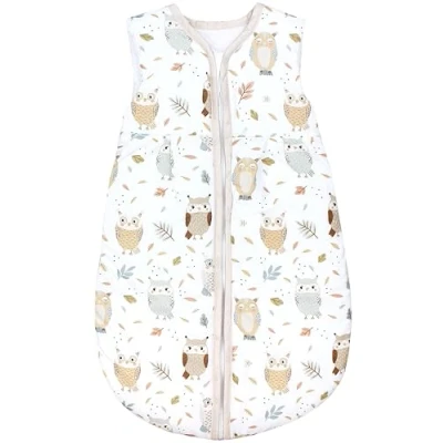 Abbildung von TupTam Ganzjahresschlafsack 2.5 TOG wattiert ärmellos Baby Schlafsack OEKO TEX, Farbe: Eule Beige Pastellblau, Größe: 92 98