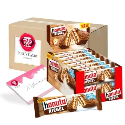 Abbildung von Hanuta Riegel 14 x 34,5g Waffel mit Haselnussmagermilchcreme Geschenk von Pere&#039;s Candy