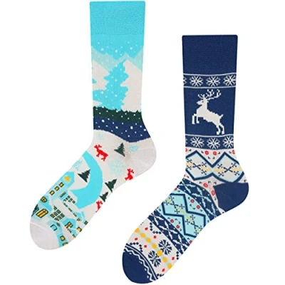 Abbildung von TODO Lustige Socken Damen und Herren, Coole mit Motiv Bunte, Mehrfarbige, Verrückte (35 38, Land of Snow)