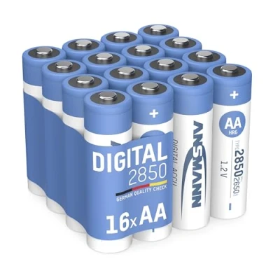Abbildung von ANSMANN Akku Mignon AA 2650 mAh 1,2V NI MH, 16 Stück, wiederaufladbar, hohe Kapazität ideal für Kameras, Blitzgeräte, Digitalkameras, Wildkameras