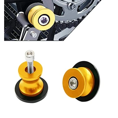 Abbildung von 2 Stücke Bobbins Motorrad Ständeraufnahme M8 Montageständer Racingadapter Aluminium 8mm Universal Schwingarmspule Schwinge Sliders Spulen für Kawasaki Honda BMW SUZUKI Ducati (Gold)