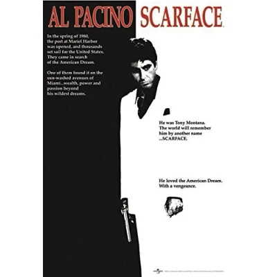 Abbildung von Close Up Scarface Cover Poster Al Pacino (61 cm x 91,5 cm) + Geschenkverpackung. Verschenkfertig!