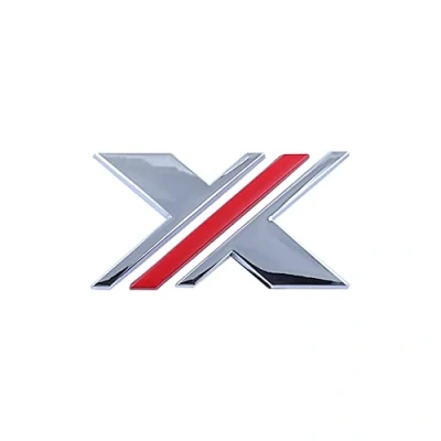 Abbildung von X Emblem Applicable to the New Modified Car Logo POWER MGX Lettering Body Side Rear Bumper Sticker (Silber Red)
