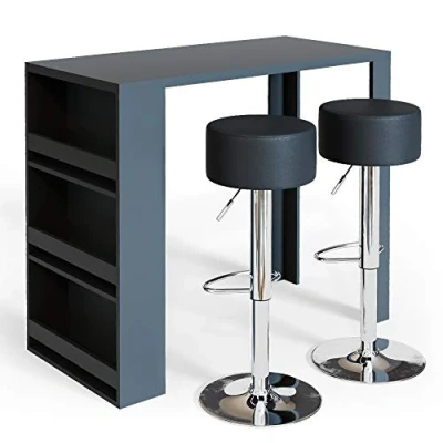 Abbildung von Vicco Bartisch, Anthrazit, 117 x 57 cm mit 2 Barhockern