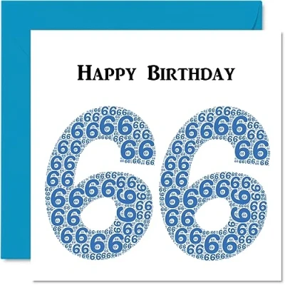 Abbildung von lustige Geburtstagskarte zum 66. Geburtstag für Männer Shapecloud Happy Birthday Karte Vater, Mutter, Großvater, Nanny, Oma, Onkel, Tante, Cousin, 145 mm x Grußkarten,