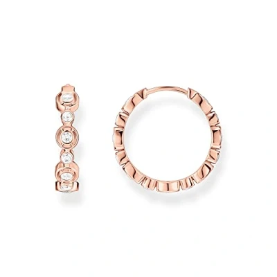 Abbildung von THOMAS SABO Paar Creolen Kreise mit weißen Steinen, CR715 051 14, Zirkonia (synth)