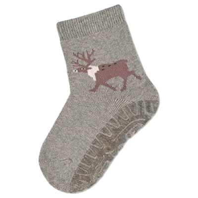 Abbildung von Sterntaler Baby Jungen Fliesen Socken FLI Soft Elch Strümpfe Rutsch mit Motiv und Vollplüsch hellgrau meliert, 18