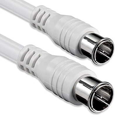 Abbildung von 1aTTack SAT Anschluss Kabel Antennenkabel Quick F Stecker auf doppelt geschirmt (Al Folienschirmung + Geflecht) 100db undKupplung zu 100% mit Schirmblech 3,75 Meter weiss