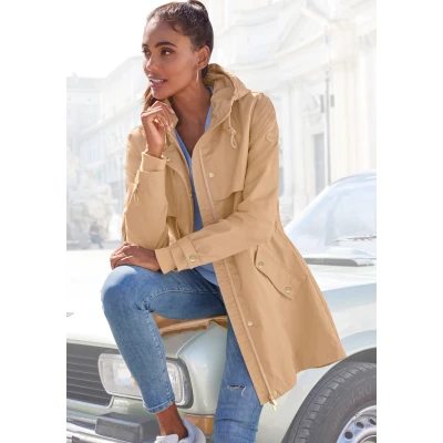 Abbildung von French Connection Outdoorjacke, mit Kapuze, Saumschlitz Druckknöpfen auf der Rückseite