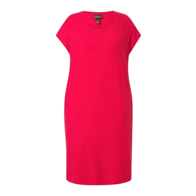 Abbildung von Ulla Popken Ziersteine Rundhals Halbarm Jerseykleid, Damen, Größe: 46/48, Lychee