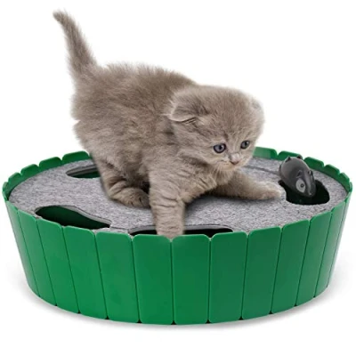 Abbildung von Pawaboo Katzenspielzeug Elektrische Maus, Interaktiv Kätzchen Spielzeug Katzenbett Kratzmatte Katzenminze, Süß und Sicher Spielball für Kleine Katze Spiel Beißen Kauen Grün