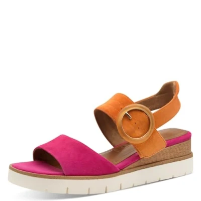 Abbildung von Tamaris Plateausandalette, Damen, Größe: 36, Fuxia orange Schuhe