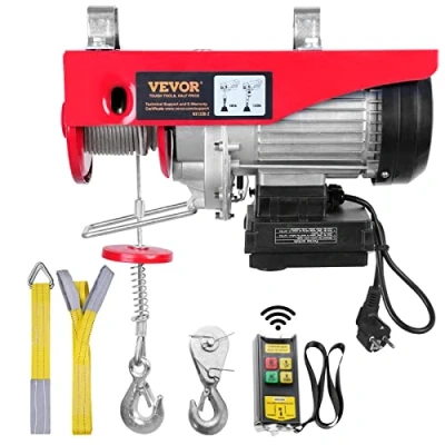 Abbildung von VEVOR elektrische Seilwinde 300kg bis 600kg Hubhöhe 12m Seilzug Motorwinde 1150W Kupfermotor Flaschenzug 10m/min Hubgeschwindigkeit Hebezug mit kabelloser Fernbedienung Seilhebezug Kettenzug