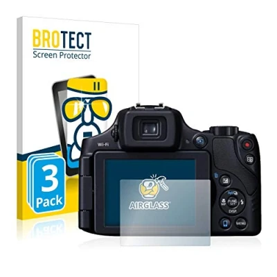 Abbildung von BROTECT Schutzglas für Canon PowerShot SX60 HS (3 Stück) Schutzfolie Panzer Folie Glas [Extrem Kratzfest 9H, Anti Fingerprint, Ultra Transparent]