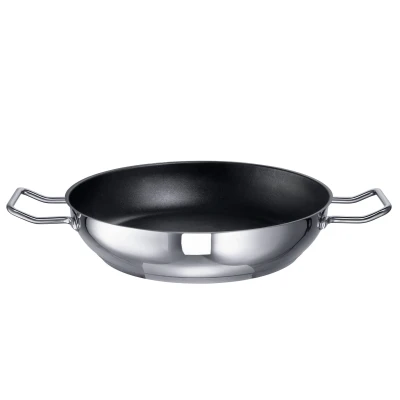 Abbildung von Schulte Ufer Industar for Professionals Schmorpfanne mit Griffen aus Edelstahl in der Farbe Silber Schwarz, Durchmesser: 32cm, 163048 32