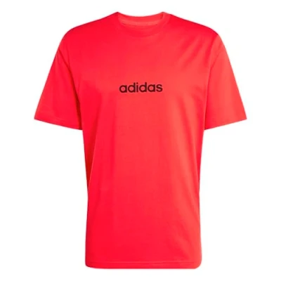 Abbildung von adidas Herren Essentials LINEAR Single Jersey Tee, Pure Ruby/Black, S