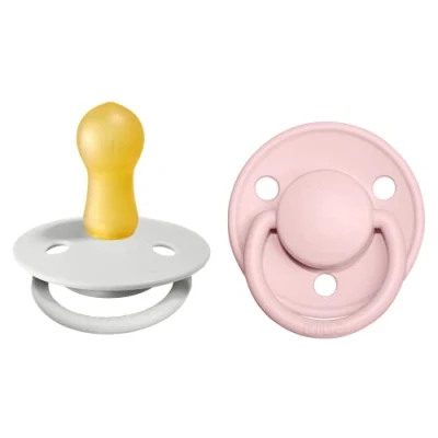 Abbildung von BIBS De Lux Schnuller 2er Pack, BPA frei, Kirschform Nippel. Naturkautschuk/Latex, Hergestellt in Dänemark. 6 18 Monate (2er Pack), Haze / Blossom