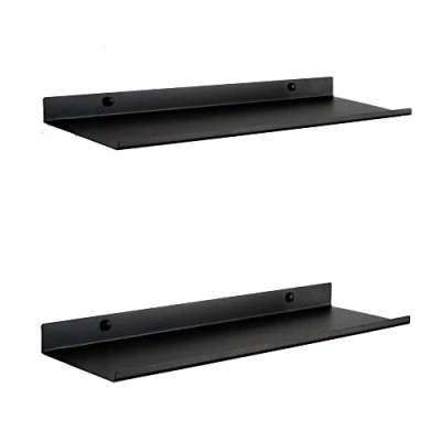 Abbildung von MILUKA Wandregal Schwarz aus Metall 2er Set Schweberegale 50 cm Badezimmer Regal Wand Kleines Küche Dekorative Schweberegal für Schlafzimmer, Wohnzimmer, Büro 2,
