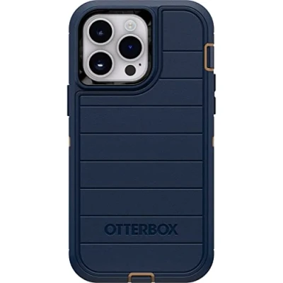 Abbildung von OtterBox Defender Series Screenless Edition Schutzhülle für iPhone 14 Pro Max (nur Hülle) nur Hülle mikrobieller Schutz keine Einzelhandelsverpackung blaue Wildlederschuhe