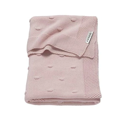 Abbildung von Meyco Baby Knots Babydecke, gestrickte Wiegedecke (aus 100% weicher Baumwolle, vielseitig einsetzbar, einfache Pflege, atmungsaktiv, Größe: 75 x 100 cm), Rosa