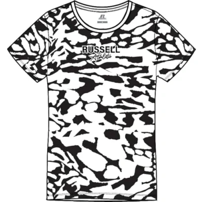 Abbildung von Russell Athletic A31231 IO 099 Edith S/S Crewneck AOP Tee Shirt T Damen Black Größe L
