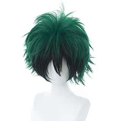 Abbildung von OSIAS Anime Cosplay Perücke, Halloween mit kostenlosem Perückenständer(Midoriya Izuku)