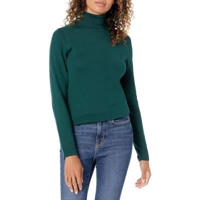 Abbildung von Amazon Essentials Damen Leichter, Langärmeliger Rollkragenpullover, Klassischer Schnitt (Erhältlich In Übergröße), Tannengrün, 3XL Große Größen