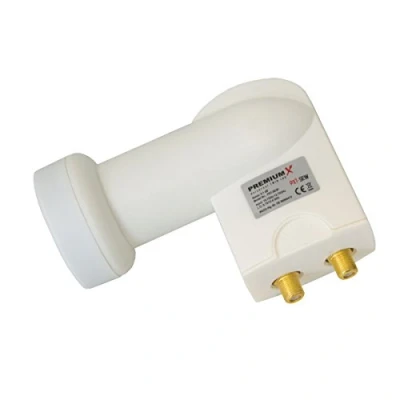 Abbildung von Premium X Twin LNB Digital SAT für 2 Teilnehmer Weiß Fach Satelliten Empfangskopf 0,1dB DVB S2 HDTV 4K 8K Wetterschutz