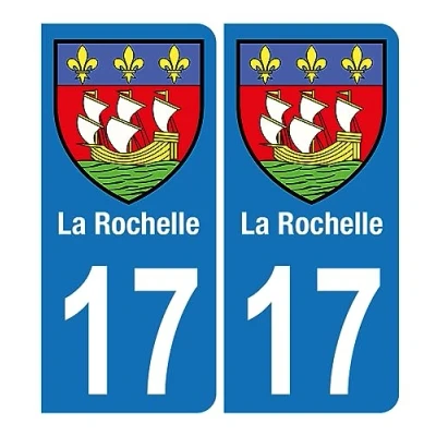 Abbildung von HADEXIA Aufkleber für Nummernschild, Auto, 17, Wappen La Rochelle