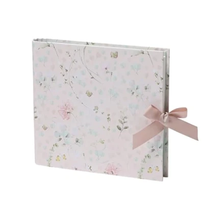 Abbildung von Rössler SOHO Fotoalbum zum Einkleben weiße Seiten selbstgestalten Hochzeit mit Schleife 230x220mm 1 Stück Farbe: Rosa Floral