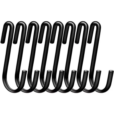 Abbildung von Swatowot 20 Stück robuste S Haken, 6 cm, förmige Hängehaken, große Kleiderbügel für Küche, Bad, Schlafzimmer und Büro (20 Stück, klein, schwarz)
