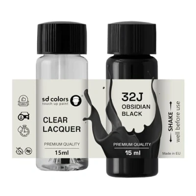 Abbildung von SD COLORS Obsidian Black 32J Ausbesserungslack, 15 ML, Reparatur Pinsel, Farbcode Schwarz (Lack)