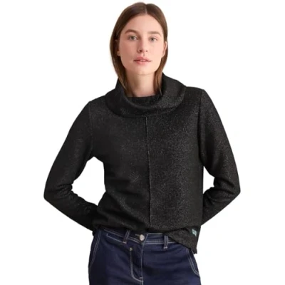 Abbildung von Cecil Cropped Langarmshirt, Damen, Größe: Medium, Schwarz