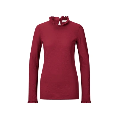 Abbildung von Rich &amp; Royal Langarmshirt 2409 O Slub F LS mit Rüschenkante an Ausschnitt und Ärmelsaum