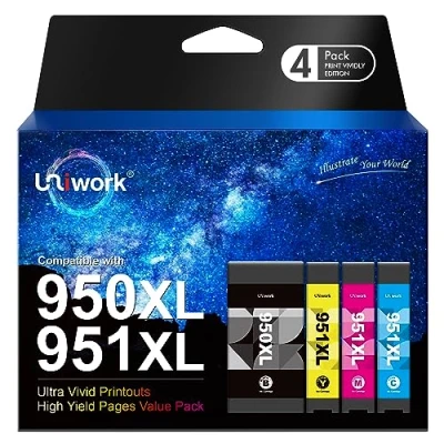 Abbildung von 950XL 951XL Druckerpatronen Multipack Tintenpatronen Kompatible für HP 950 951 Officejet Pro 8600 8610 8100 8615 8616 8620 8625 8630 8640 8660 251dw 276dw (1 Schwarz, 1 Cyan, Magenta, Gelb)