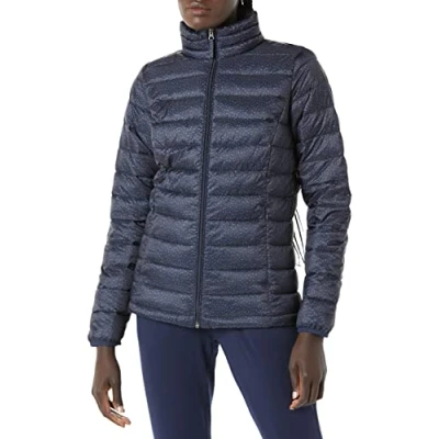 Abbildung von Amazon Essentials Damen Leichte, langärmelige, Wasserabweisende, packbare Pufferjacke (in Übergröße erhältlich), Marineblau Gepard, XL Große Größen