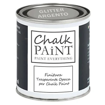 Abbildung von CHALK PAINT &quot;Glitter ARGENTO&quot; für alle Oberflächen 250ml Matte Farbe auch Möbel aus Holz &amp; Wände Holzfarbe und Möbelfarbe Innen Außenbereich
