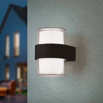 Abbildung von Reality Leuchten LED Außen Wandleuchte Molina R22052142, Druckguss Aluminium anthrazit, Schirm Kunststoff, inklusiv 2x 4.6 Watt