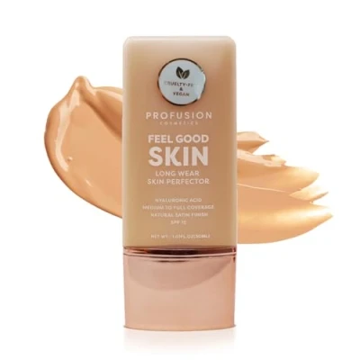 Abbildung von Profusion Cosmetics Leichte flüssige Foundation für eine makellose und elegante Ausstrahlung, atmungsaktives Make up zur Verbesserung des ungleichmäßigen Hauttons, tierversuchsfrei Medium 1
