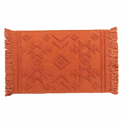 Abbildung von Douceur d&#039;Intérieur Teppich, rechteckig, mit Fransen, 60 x 90 cm, Baumwolle, Jacquard, Cilaos Terracotta