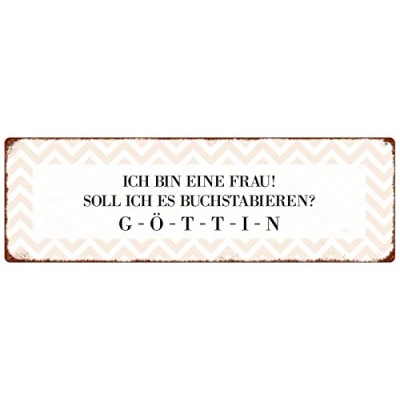 Abbildung von Interluxe METALLSCHILD Türschild ICH Bin EINE Frau GÖTTIN Lustig Spruch Vintage Geschenk