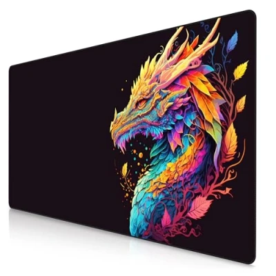 Abbildung von Titanwolf XXXL Übergröße Mauspad 1200x600mm, Gaming Mousepad Groß,120x60 cm Tischunterlage Large Size, verbessert Präzision und Geschwindigkeit XXXL, für Logitech Maus Tastatur, Color Dragon