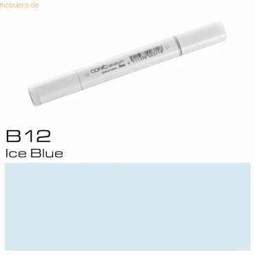 Abbildung von COPIC Sketch Marker Typ B 12, Ice Blue, professioneller Pinselmarker, mit einer Super Brush Spitze und Medium Broad