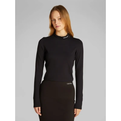 Abbildung von Calvin Klein Jeans Milano LOGO Langarmshirt, Damen, Größe: Large, Black